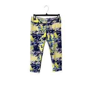 Ivivva Rhythmic Crop Blue Yellow Leggings Girl’s Size 14‎